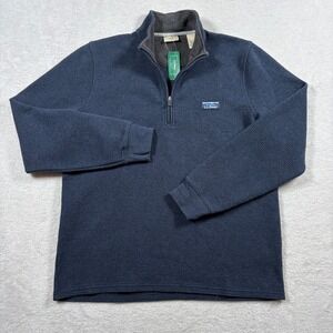 L.L.Bean Lakewashed Sweatshirt Men Medium Blue Midweight Double Knit Quarter Zip